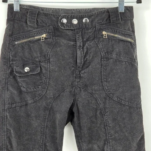 Free People High Gear Moto Black Corduroy Pants 2 Grunge Cargo Boho Utility Gorp - Picture 3 of 12